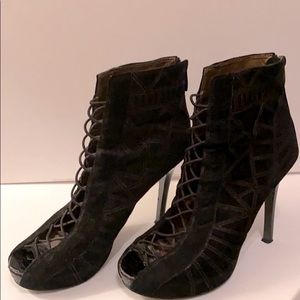 Sam Edelman Queenie Corset Open- Toe Suede Bootie